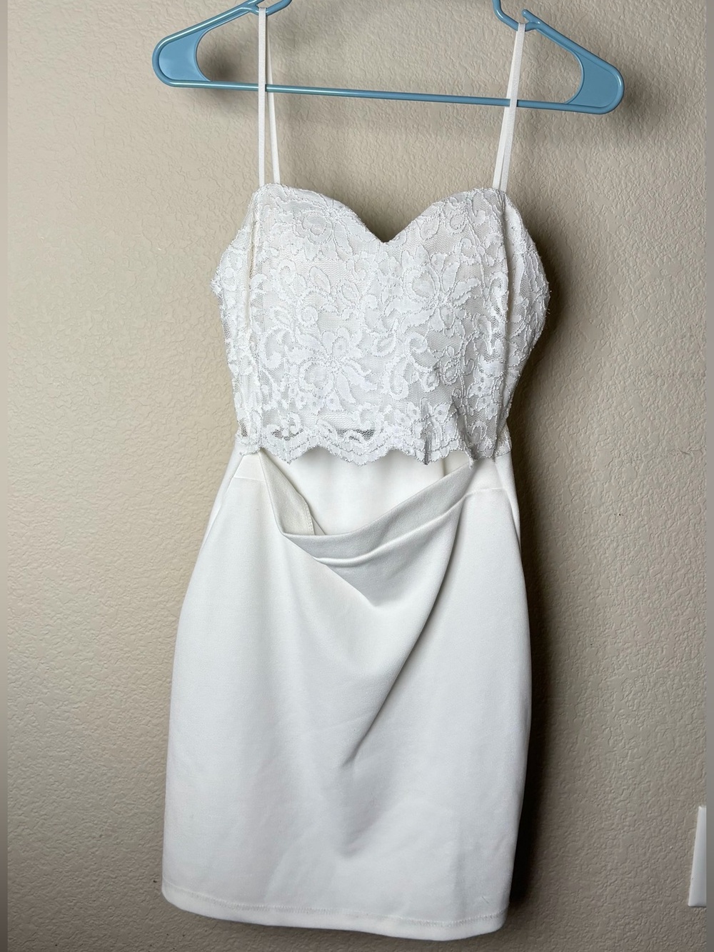 Windsor White Lace Bodice Cutout Mini Bodycon Dress